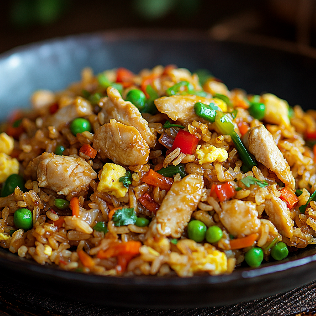 🍚Garlic Chicken Fried Brown Rice – Healthy & Flavorful Dish!