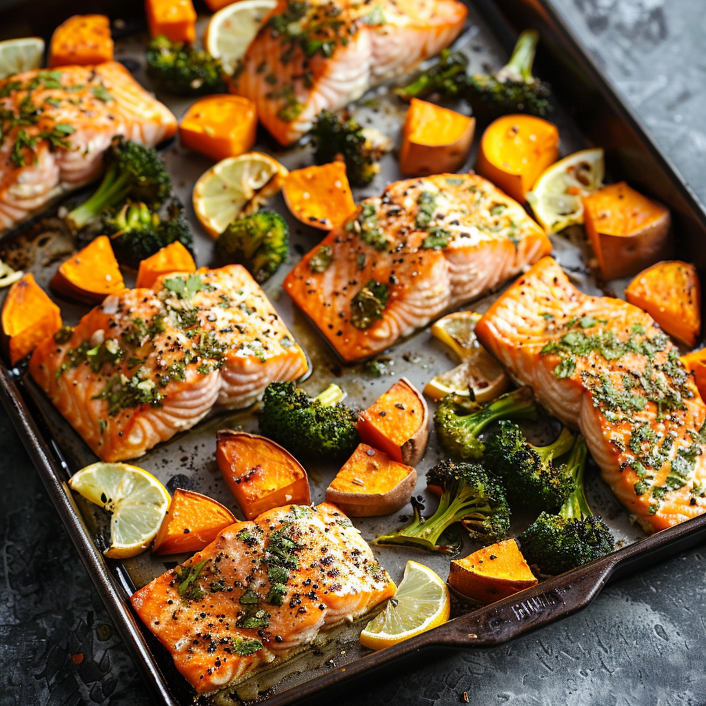 🐟 Sheet Pan Salmon with Broccoli & Sweet Potatoes