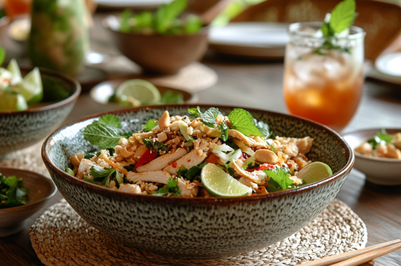 Thai Chicken Salad with Peanut Dressing – Fresh & Tasty