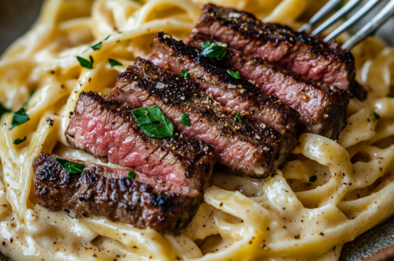 🥩 Cajun Steak Alfredo – Creamy &Flavorful Dish
