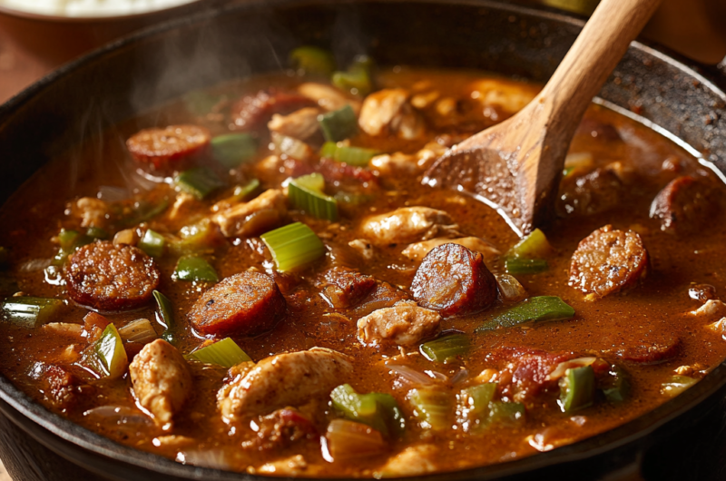 🍲 Chicken and Beef Sausage Gumbo – Flavorful & Hearty
