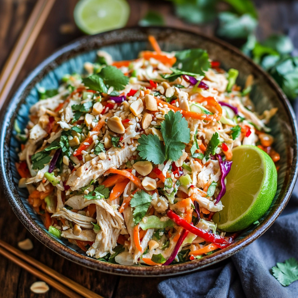 Thai Chicken Salad with Peanut Dressing – Fresh & Tasty