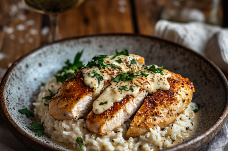 🍗 One-Pan Creamy Parmesan Chicken & Rice Delight
