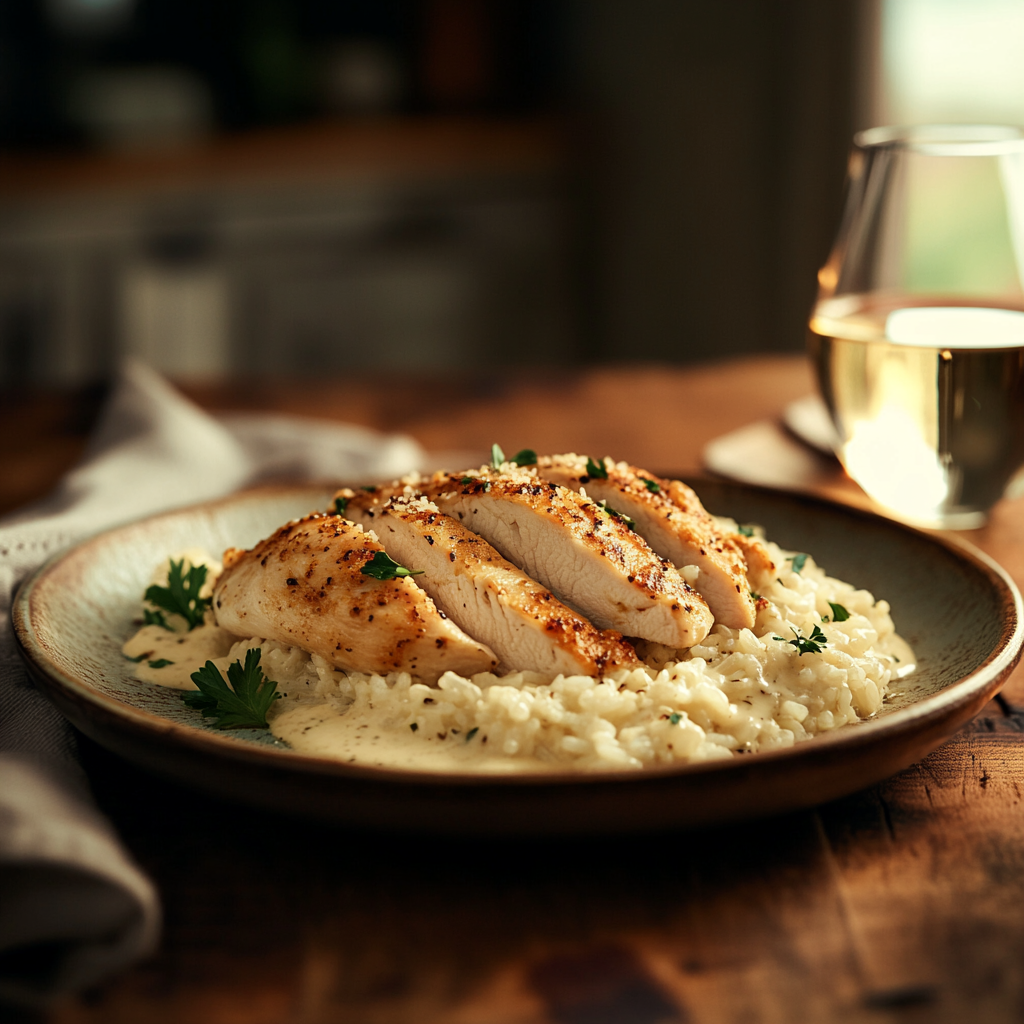 🍗 One-Pan Creamy Parmesan Chicken & Rice Delight