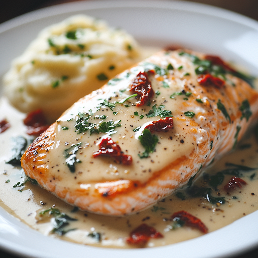 🐟 Creamy Garlic Butter Tuscan Salmon-The Best Easy Recipe