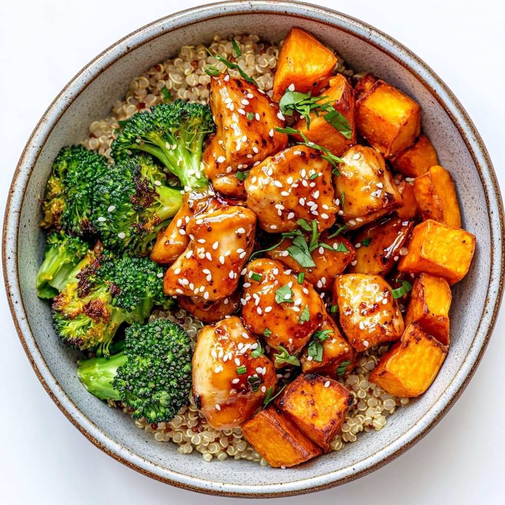 The Best Easy Hot Honey Chicken Bowls.