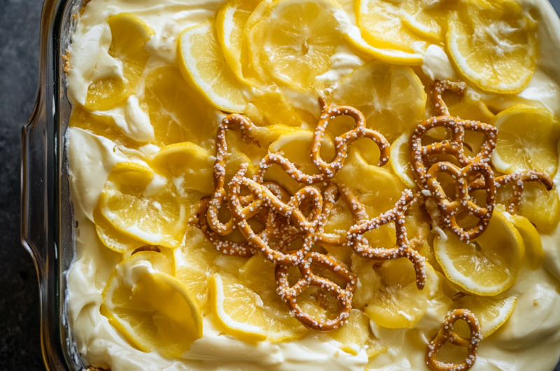 The Most Amazing  Lemon Pretzel Dessert