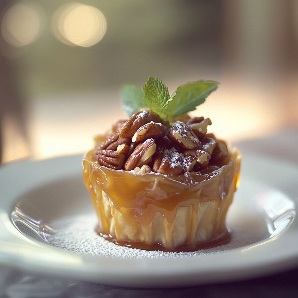 The Most Amazing Pecan Caramel Baklava Cups