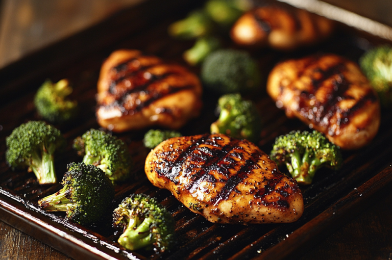 The Most Amazing Grilled Chicken & Broccoli Bowls with Creamy Garlic Sauce