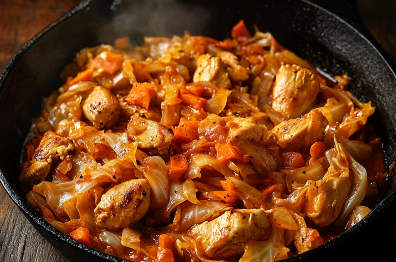 The Most Amazing  Cabbage Sautéed with Chicken